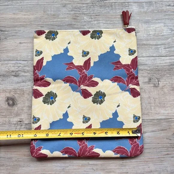 Rachel Pally Floral Clutch Cream Leather Trim Blue Red Yellow Print Bag - Picture 8 of 9